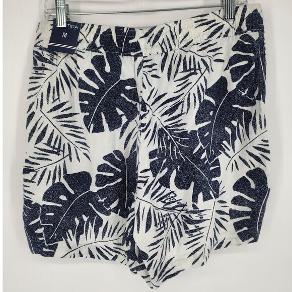 Nautica Blue & White Tropical Leaf Print Linen Blend Shorts Women’s Size Medium - Picture 11 of 11